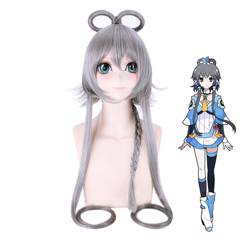 

Vocaloid Luo Tianyi Women Silver Gray Long Wig Cosplay Costume YAYIN GONGYU Heat Resistant Synthetic Hair Cosplay Wigs