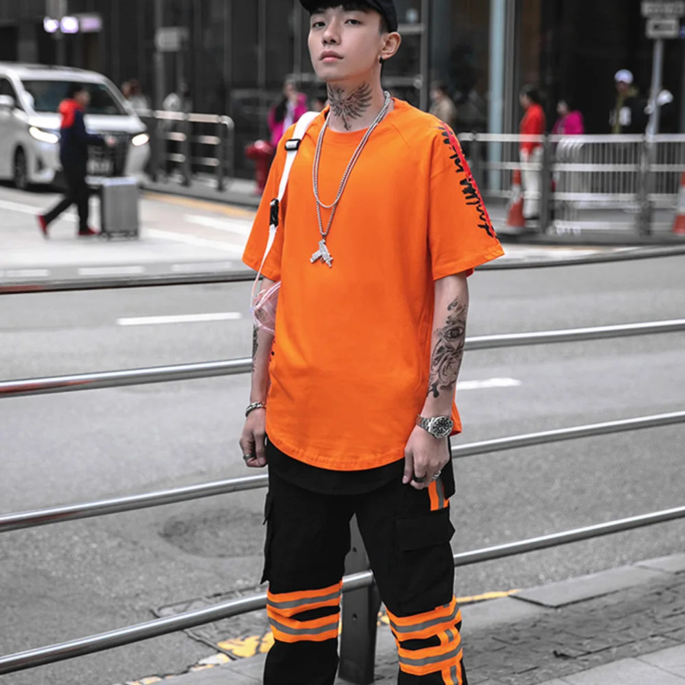 Мужские повседневные хлопковые футболки в стиле Харадзюку с коротким рукавом 11