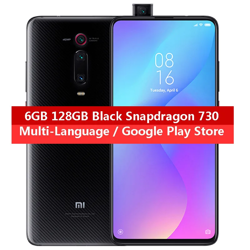 Black 6GB 128GB Xiaomi mi 9T 6 ГБ 128 мобильный телефон Snapdragon 730 48MP AI сзади Камера 4000 мА/ч, 6,3" AMOLED Дисплей mi UI глобальная версия - Color: Black 6GB 128GB