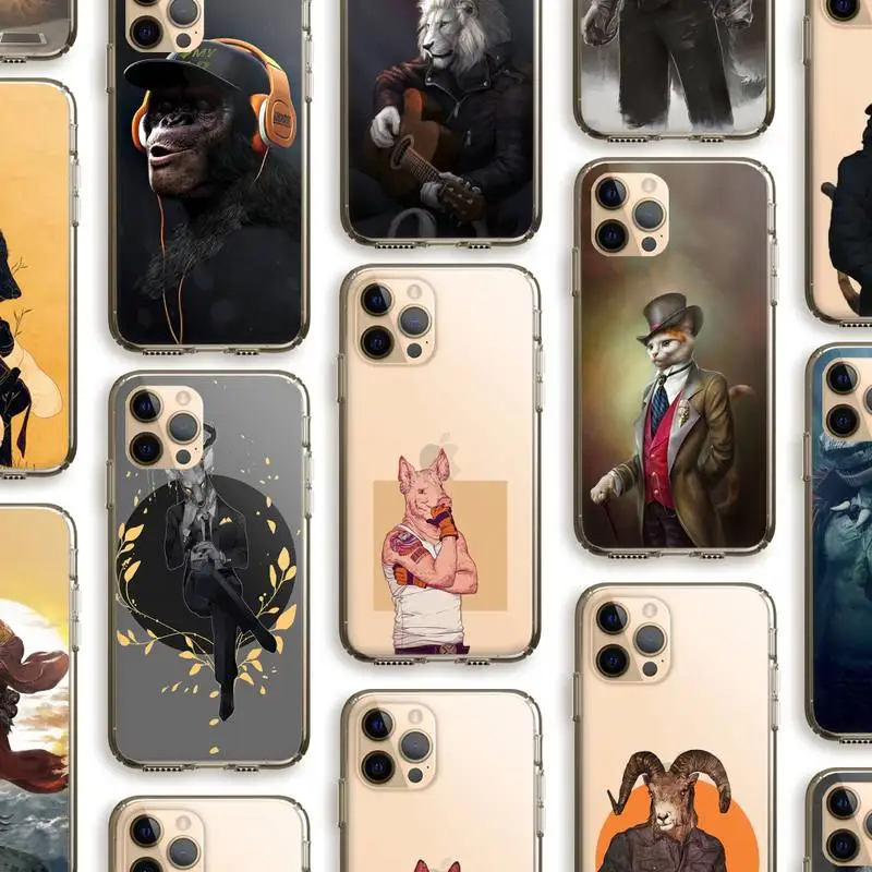 Прозрачный чехол Mr. Animal для телефона Iphone 5 6 7 8 11 12 Plus XR X XS SE2020 11/12PRO Max прозрачные