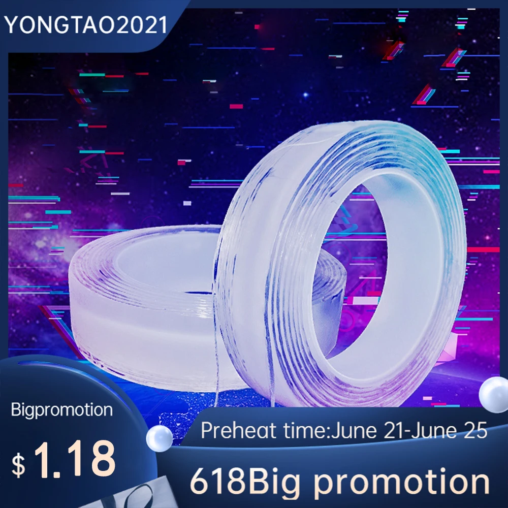 5 м нано лента Двусторонняя Автомобильная прозрачная настенная наклейка