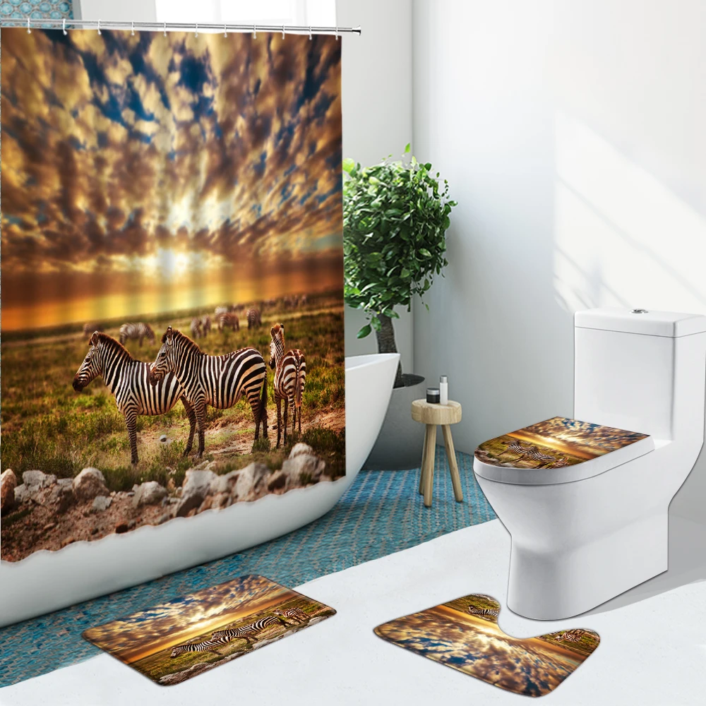 Занавеска для душа в ванную комнату нескользящий фланелевый ковер черного и