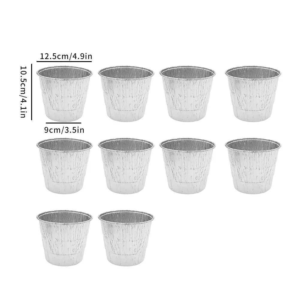 

10PCS Disposable Bucket Foil Liners Grills Foil Tray BBQ Galvanized Iron Professional Lining For Outdoor Dining Silver Grill