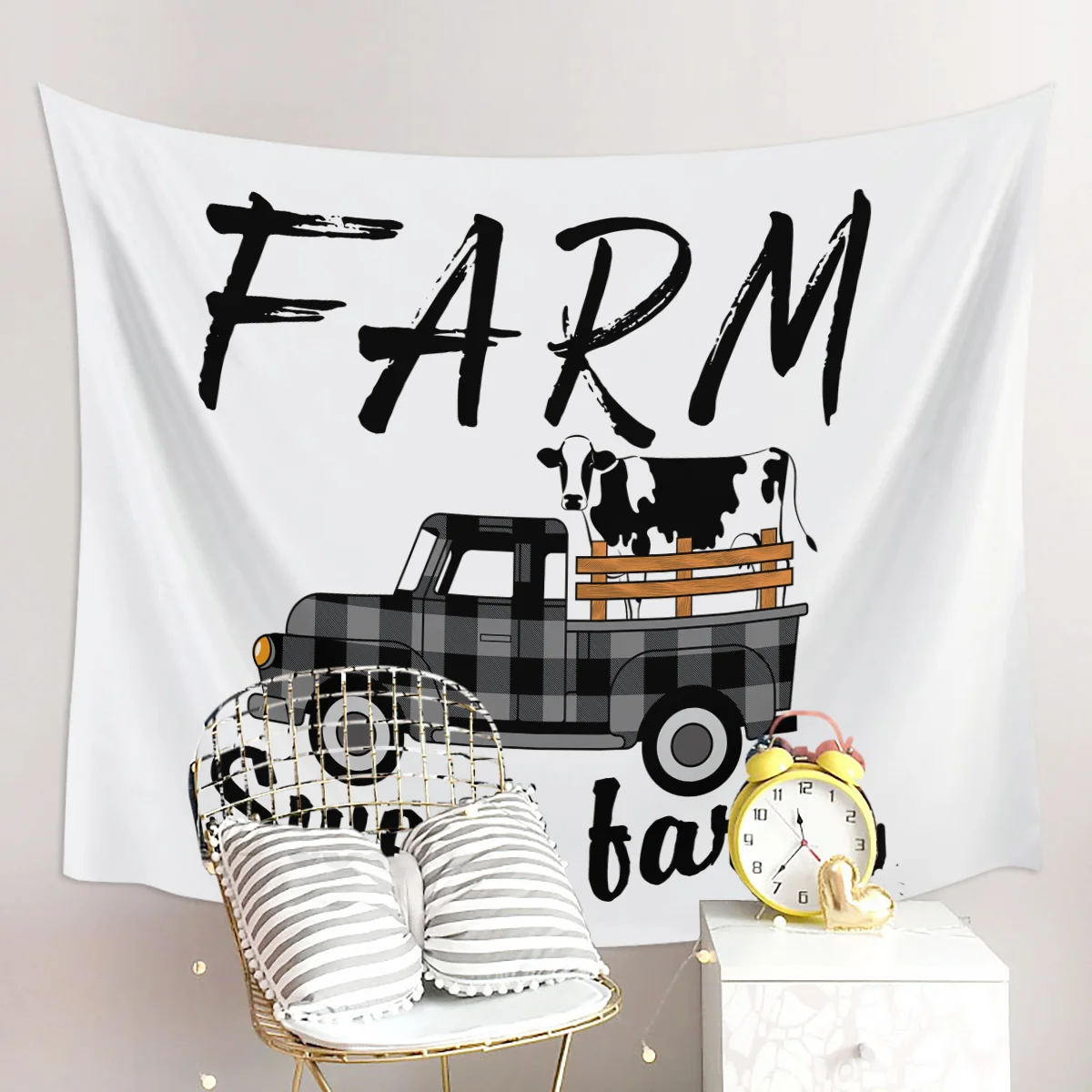 Сладкий дом Корова Черный Белый грузовик гобелен настенный художественный