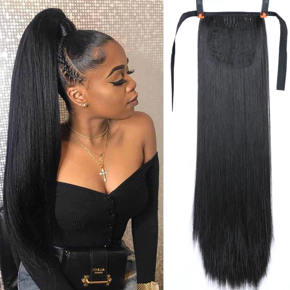 32 &quotДлинные прямые Конские хвосты клип в конский хвост Синтетический