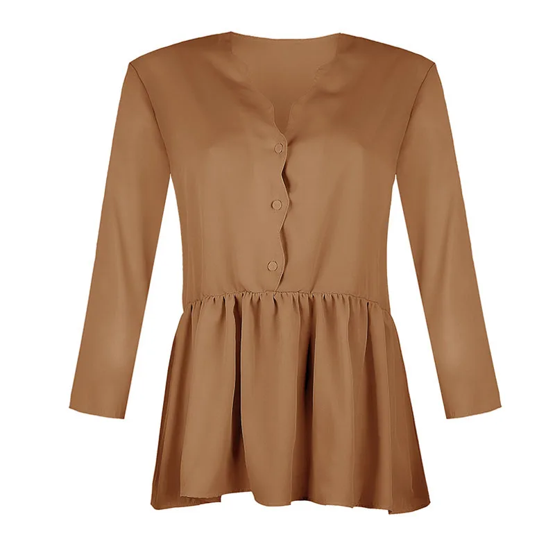 

Women 2020 Fashion Tops Long sleeve V Neck Shirt Casual Blouse Chiffon Blouse Female Elegant V-Neck Tops