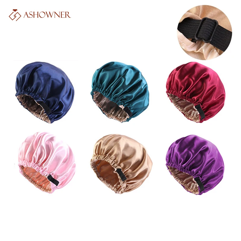 Атласная шапочка для волос невидимая плоская Регулируемая пряжка сна душа