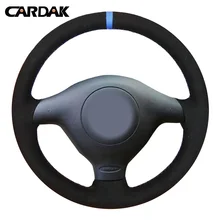 CARDAK Black Suede Steering Wheel Cover for Volkswagen VW Golf 4 Passat B5 1996-2003 Seat Leon 1999-2004 Polo 1999-2002