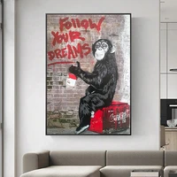 banksy monkey modular canvas painting posters prints quadros wall art street graffiti cuadros picture living room home decor