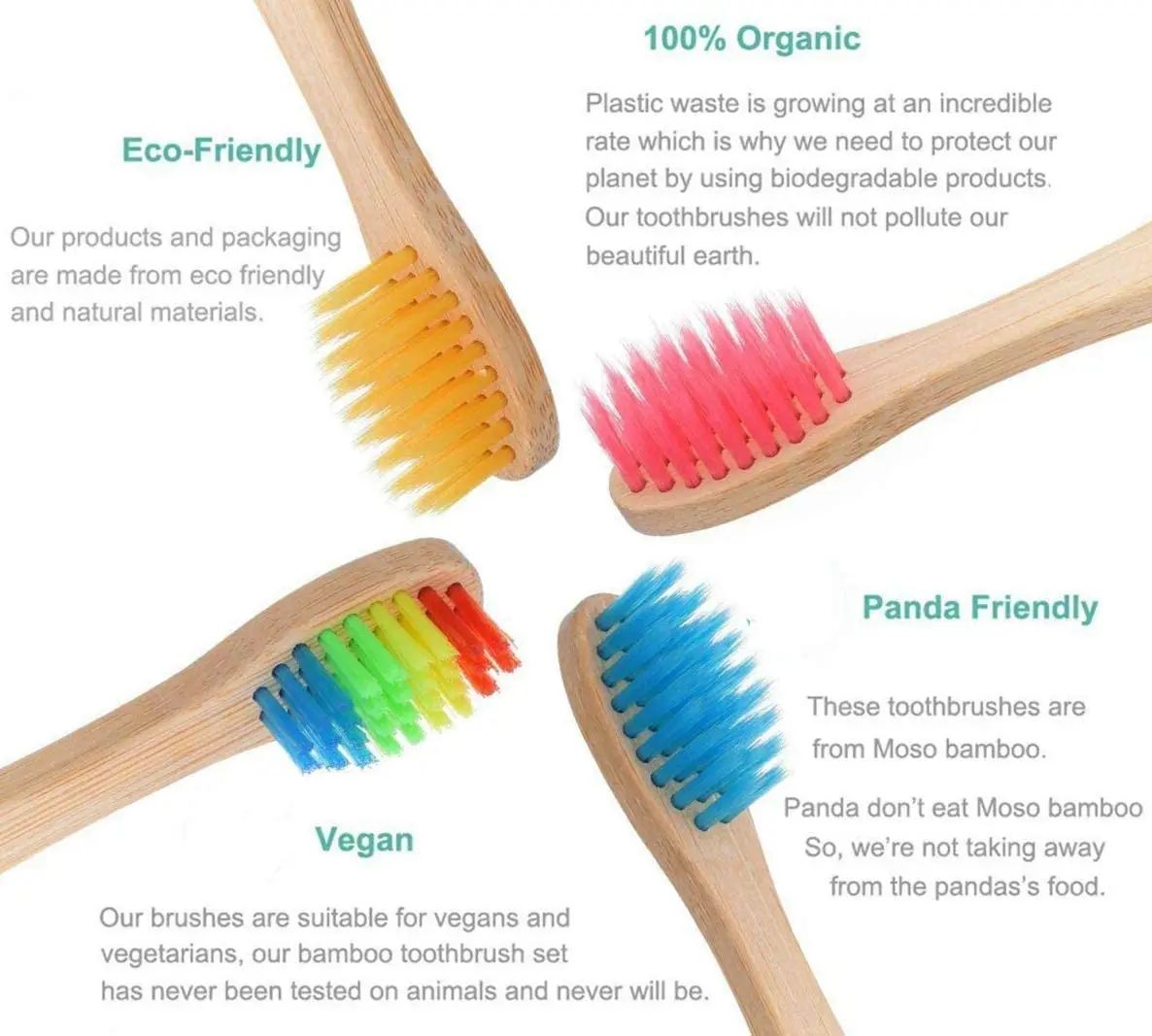 5pcs Kids Toothbrush Set Soft Bristle Bamboo Toothbrushes Wooden Tooth brushes Eco-Friendly Organic Natural Biodegradable | Красота и