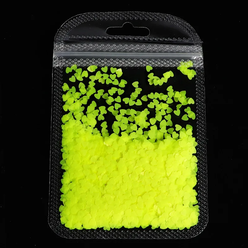 

1Bag 8colors Neon Love heart Nail Design Glitter Sequins Nail Art Decorations Decals Valentine's Day Accessories Fluorescence