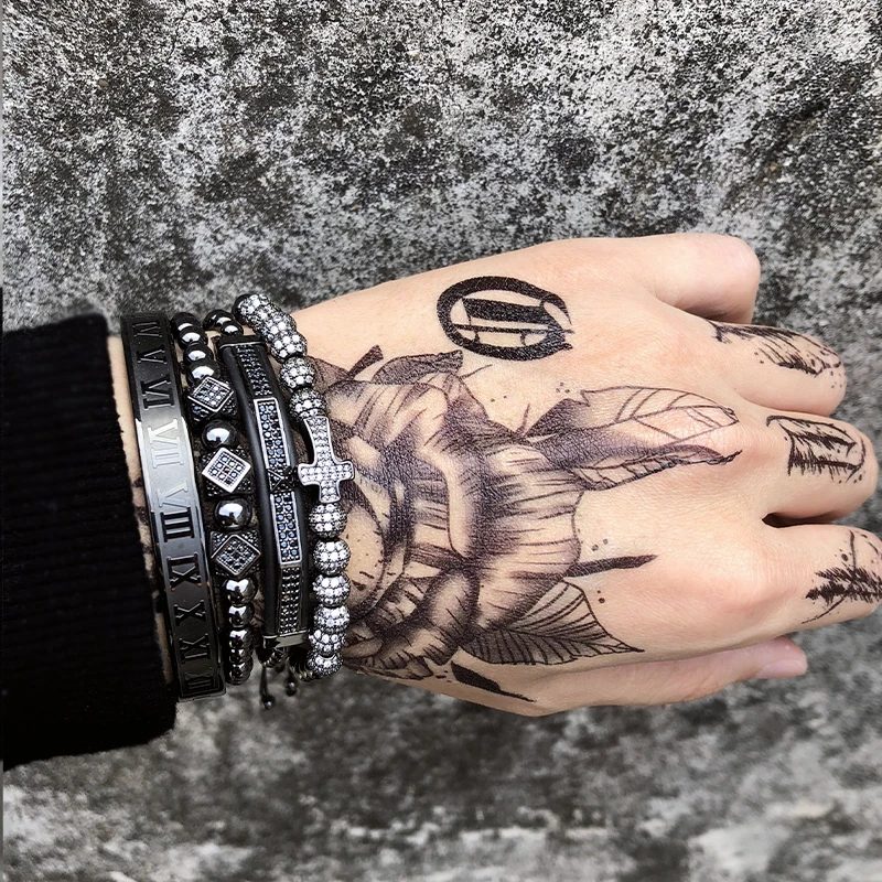 Мужской браслет 4 шт./компл. подвески в виде короны бусины макраме искусственные