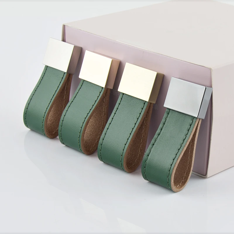 Фото Soft green Leather furniture handle leather cabinet drawer Pull handles knobs for dresser Обустройство дома Soft green Leather furniture handle leather cabinet drawer Pull handles knobs for dresser Обустройство дома