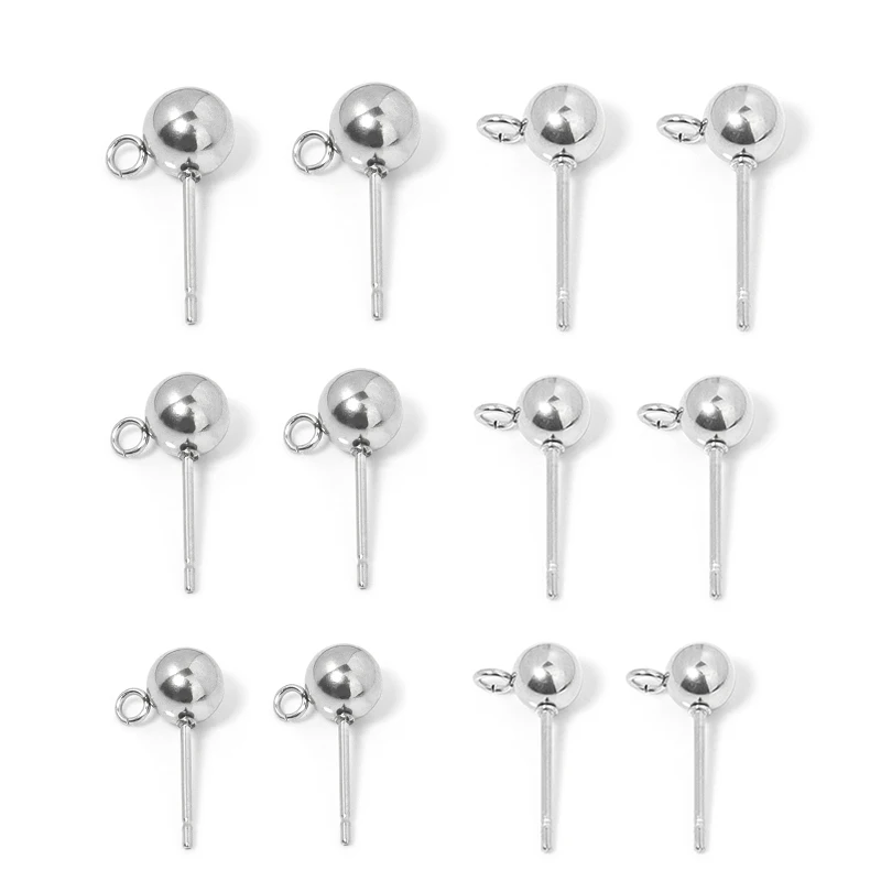 

30pcs/lot 3 4 5 6mm Stainless Steel Pin Findings Stud Earring Pins Stopper Connector Fit Women DIY Jewelry Making Accessories