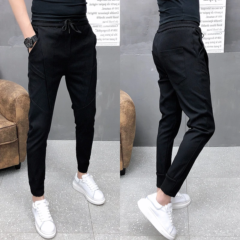 

Fashion Korean Joggers Pencil Pants Men High Quality Winter Velvet Thick Pants Men Slim Fit Drawstring Mens Casual Pants