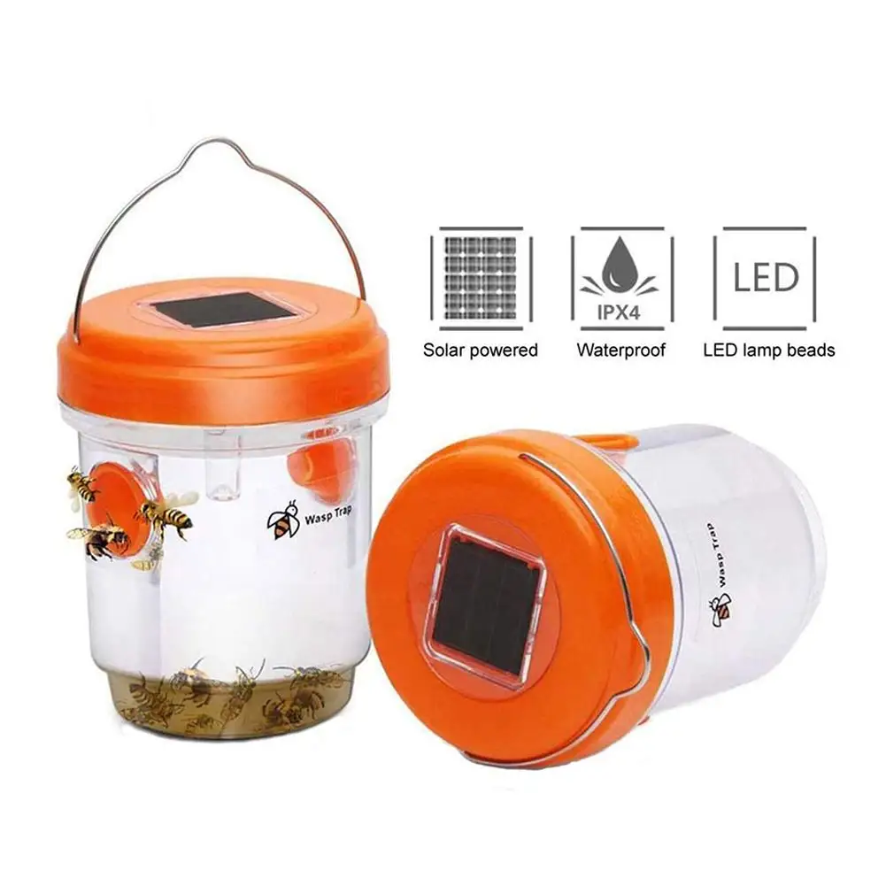 

Outdoor Garden Solar Power Hanging Bee Catcher Reusable Trap with LED Light Beekeeping Tools
