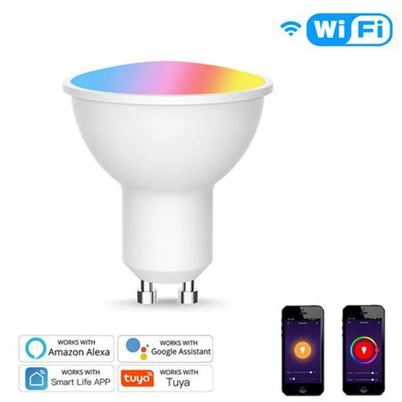 

Gu10 Wifi Smart LED Light Bulb Spotlight Tuya/Smart Life APP RGBCW Voice Control Work With Amazon Alexa Echo Google Smart Home