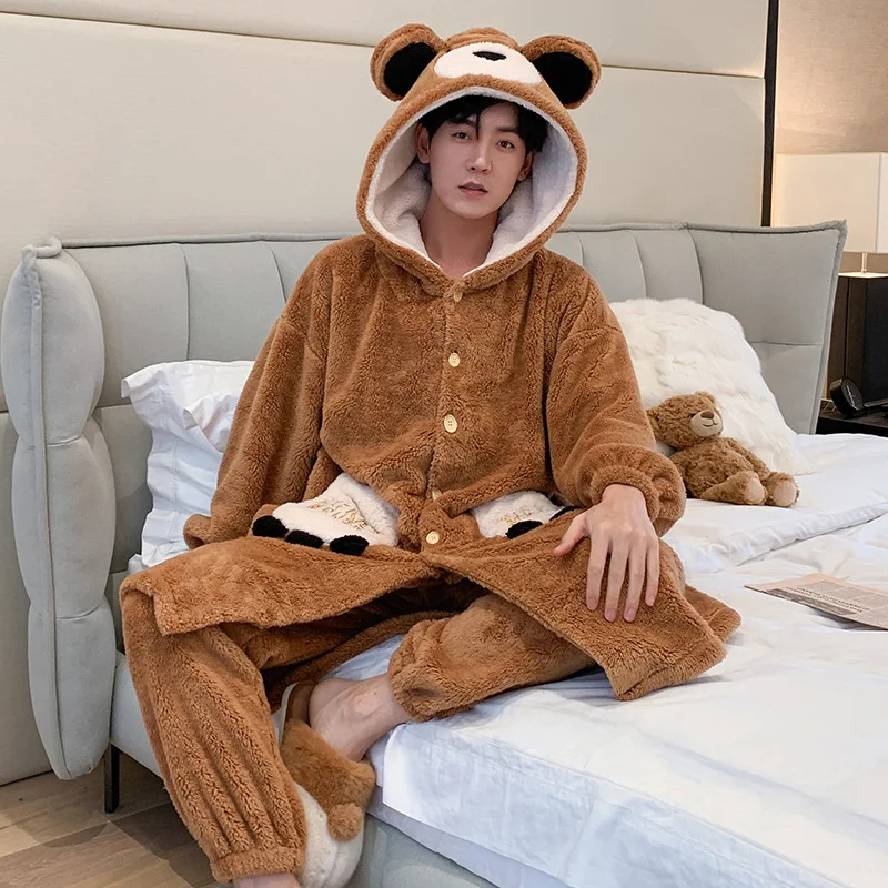 Bata larga c&aacute;lida de franela supersuave para hombre y mujer, Kimono de lana Coral, elegante, albornoz, bata de ba&ntilde;o-0