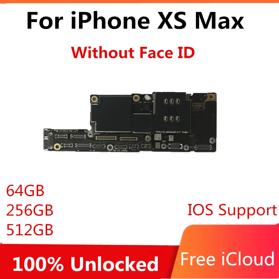 100% Unlocked Motherboard For iPhone XS Max Original Logic Board With / Without Face ID 64GB 256GB 512GB | Мобильные телефоны и