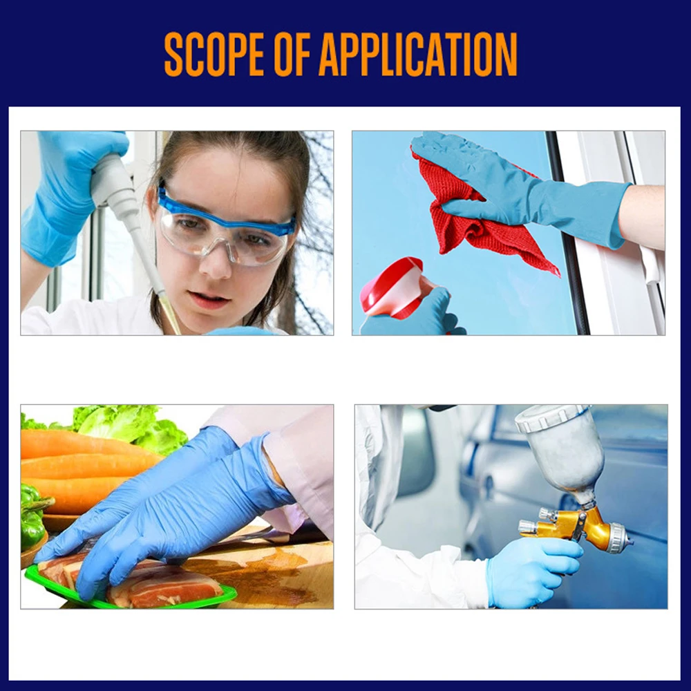 

Fast Delivery! 100PCS Nitryl Gloves Multi-purpose Disposable Gloves Safe Protective Nitrile Gloves