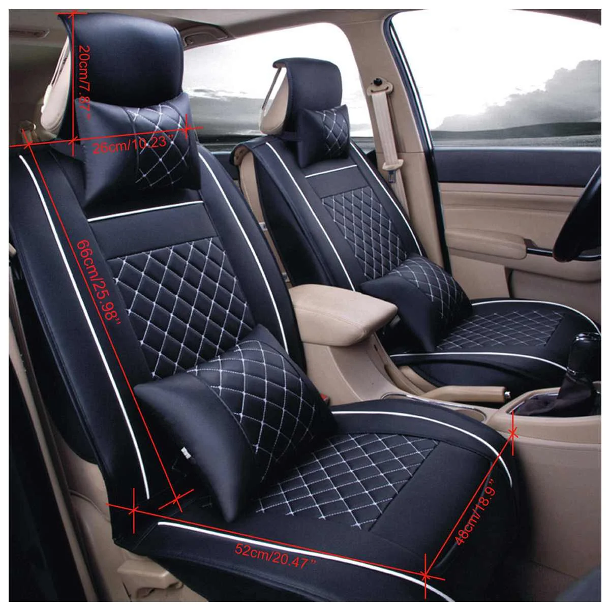 

Комплект чехлов и подушек на автомобильные сиденья, универсальные аксессуары для интерьера, 5 сидений, из экокожи, 10 шт.