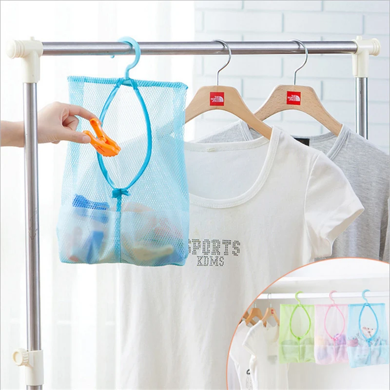 

New Hanging Storage Bag Bathroom Soap Towel Draining Mesh bag Organizer Balcony Socks Underwear Drying Practical Clothes Basket