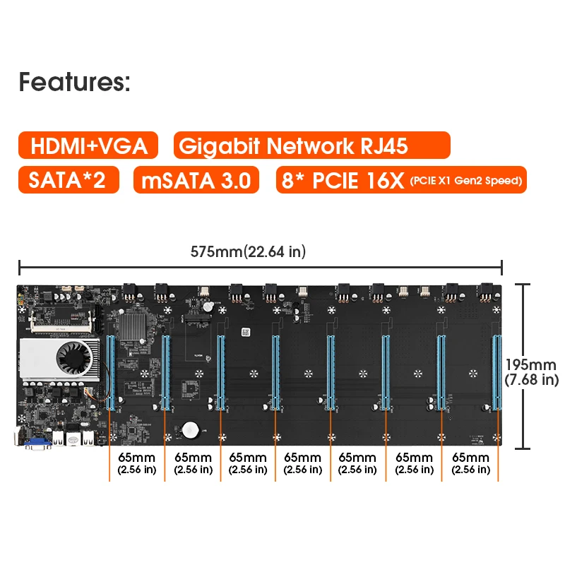 BTC S37 Riserless горно набор материнских плат 8 GPU Bitcoin крипто Эфириума добычи полезных