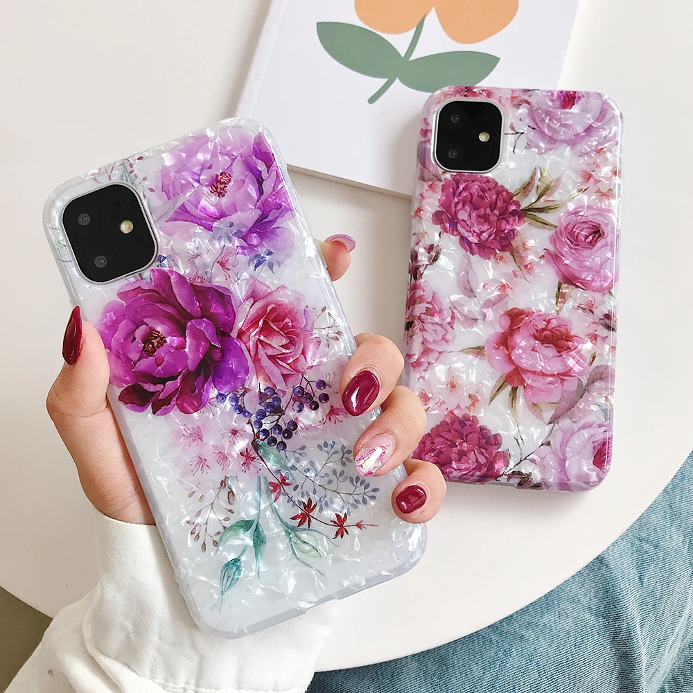 Чехол для телефона LOVECOM для iPhone 11 Pro Max XR XS Max 6 6S 7 8 Plus X Dream Conch Глянцевая мраморная мягкая IMD задняя крышка на весь корпус подарки