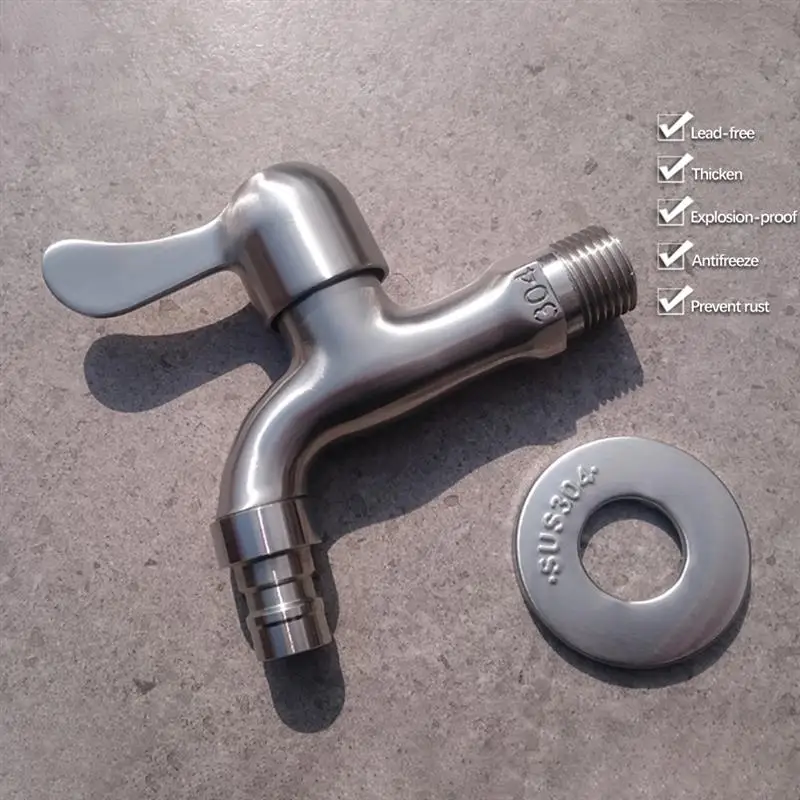 

Sink Tap 304 Stainless Steel Faucet Quick Open Faucet Home Accessories for Washing Machine Household Mop Pool