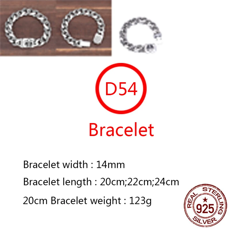 

D54 S925 sterling silver bracelet personality retro fashion punk hip-hop style anchor design couple cross flower domineering hot