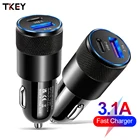 Автомобильное зарядное устройство USB Type-C, 12 Вт, быстрая зарядка для iPhone 12, 11, XS Max, Huawei, Samsung, Xiaomi, Универсальный автомобильный адаптер с двумя портами