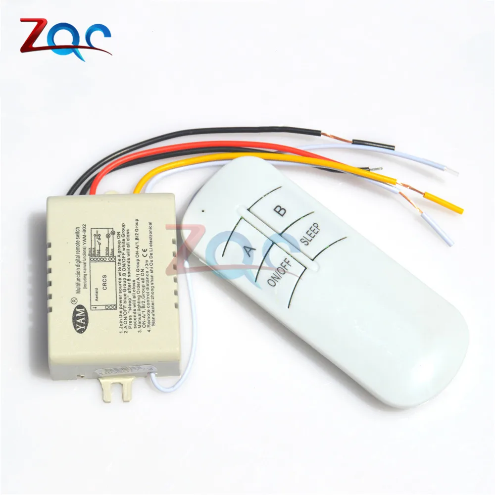 

2 Way Relay LED Light Switch 220V 50/60Hz RF Remote Control Digital Wireless Remote Control Switch for Ceiling LED Lamp Bulb