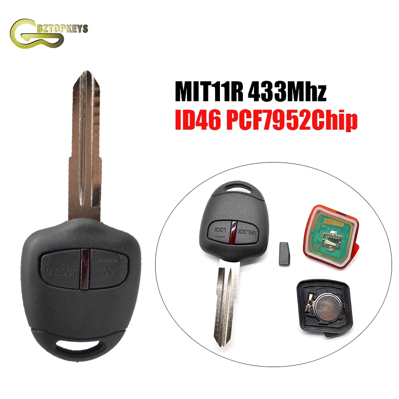 MB0020 дистанционный Автомобильный ключ 2 кнопки MIT11R ключ 433 МГц ID46 чип для Mitsubishi L200 Shogun Pajero Triton бесключевое управление fob