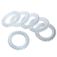5pcslot size 5 5cm hair scrunchie ab white telephone wire elastic band rope ring spiral rubber hairband