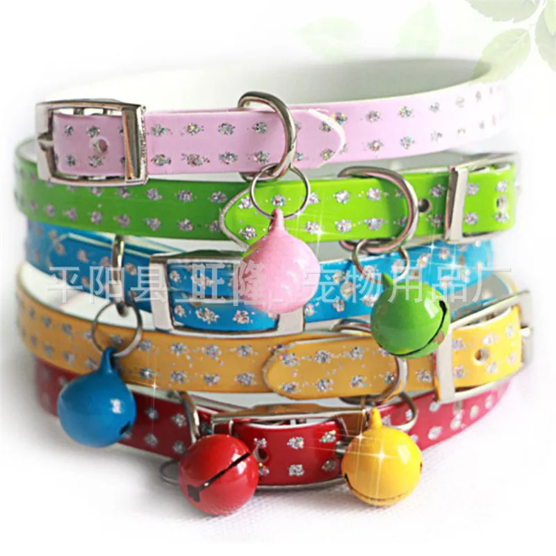 

Pet supplies double row dot gold cat collars of the lacquer that bake copper bell dog chain VIP leung