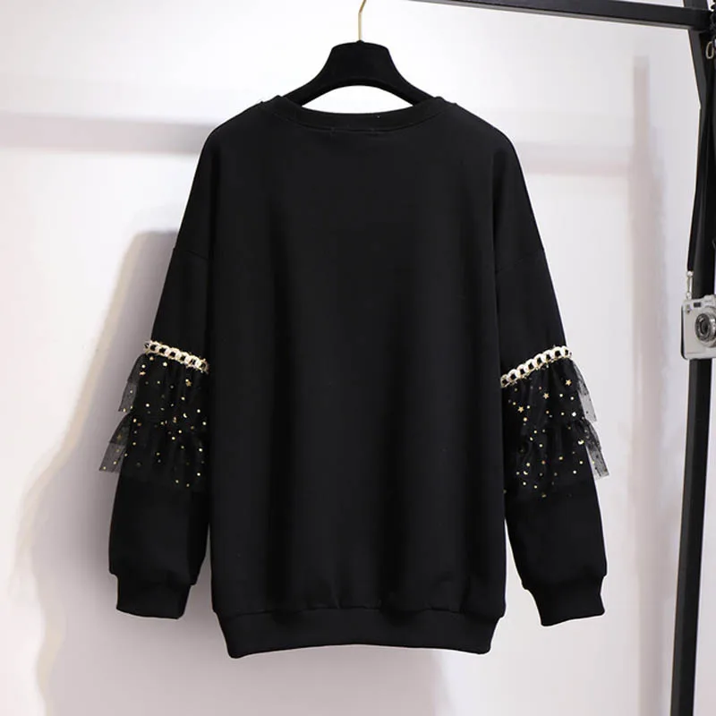 Autumn Winter Sweatshirts 6XL 7XL 8XL 9XL 10XL plus size bust 157cm black color | Женская одежда