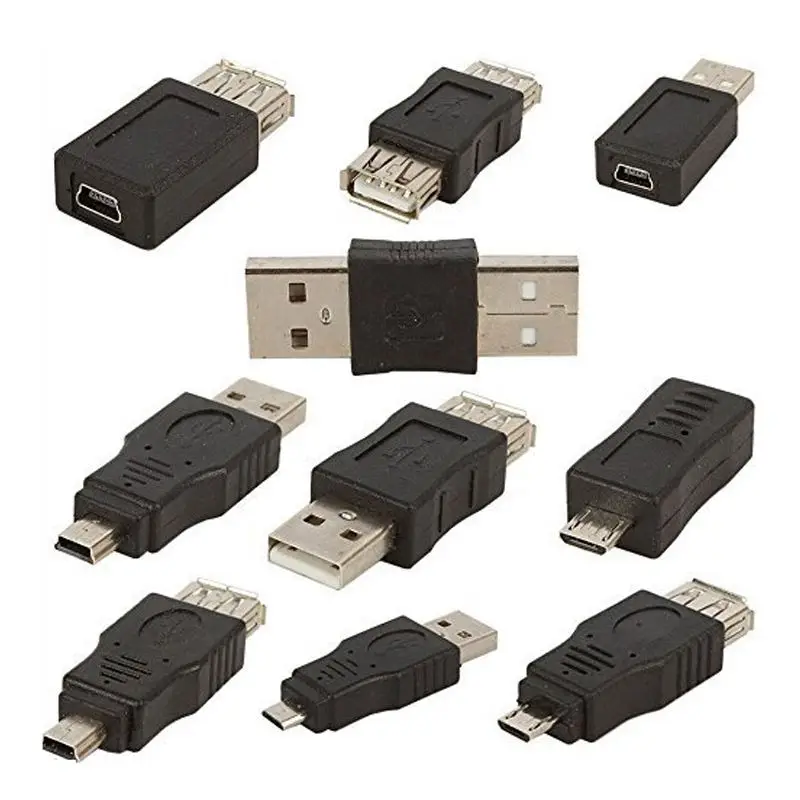 

10PCS OTG 5 Pin F/M mini Changer Adapter Converter USB Male to Female Micro-USB