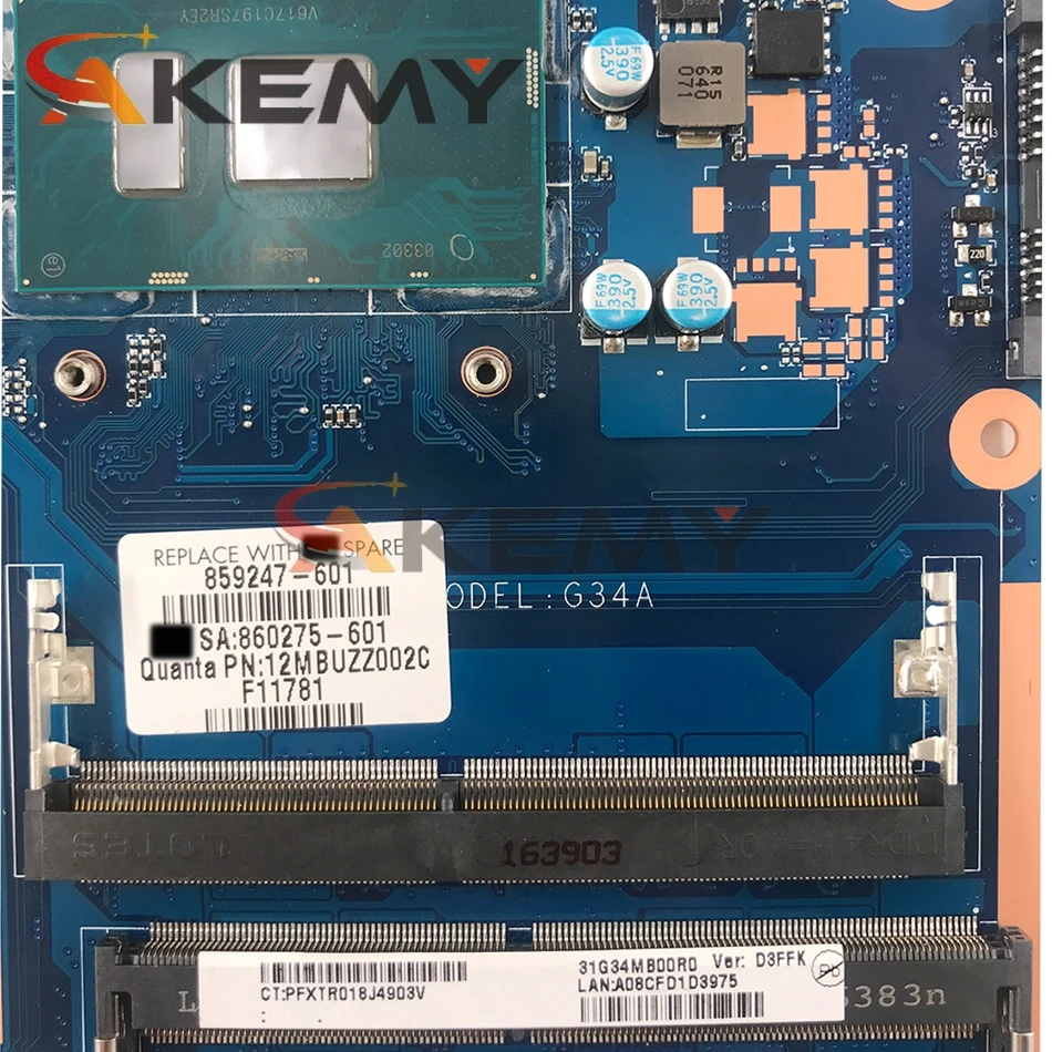 Verkauf Akemy 856227-601 DAG34AMB6D0 Mainboard Für HP Pavilion 15-AU 15T-AU Notebook Motherboard 940MX 2GB I7-6500U Vollständig Getestet