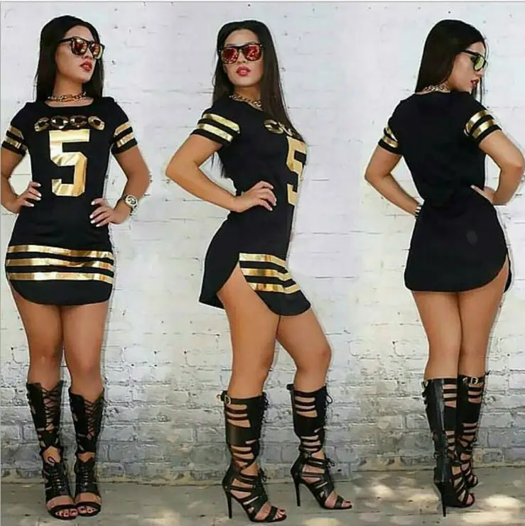 

Sports Style Mini Dress Women Summer Black Sexy Dresses Split Stamping Letter Print Sell Vestidos