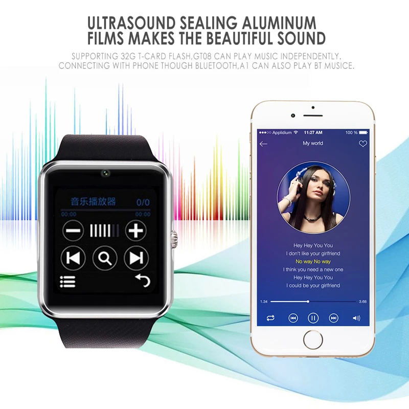Умные часы GT08 Детские мужские и женские детские телефон sim карта камера Bluetooth