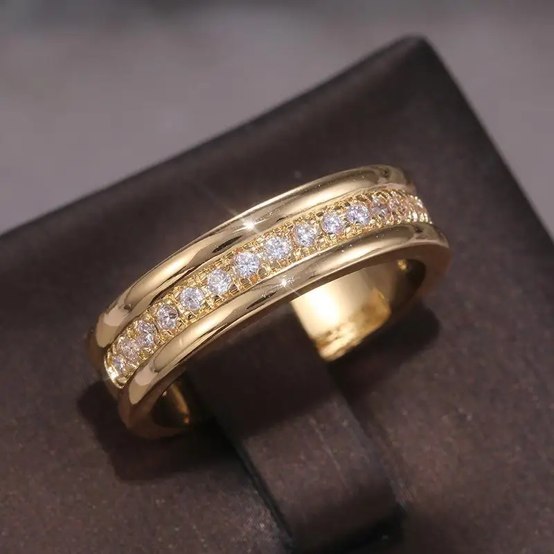 

2022 Woman Rings Korean Fashion Gothic Accessories Simple Golden Ring Copper Plating Gold Jewelry Engagement Ring Anillos Mujer