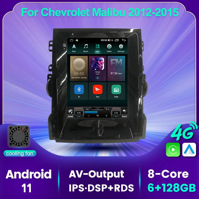 

Автомобильный радиоприемник в стиле Tesla, Android 11, 6 + 128 ГГц, стереоприемник для Chevrolet Malibu 2012-2015, GPS-навигация, мультимедийный плеер с Wi-Fi