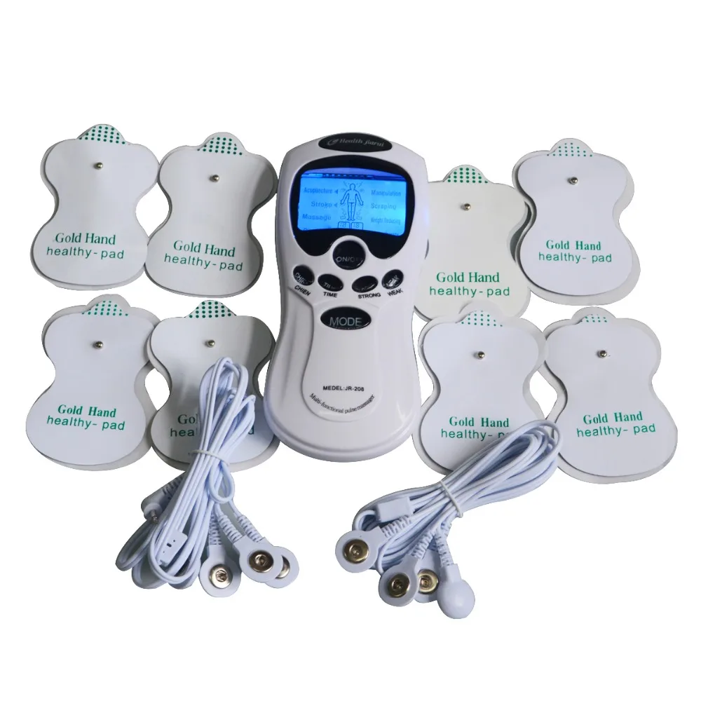 

White Dual Input Electrical Stimulator Full Body Relax Muscle Massager Pulse Tens Acupuncture Therapy With 8Pcs Electrode Pads