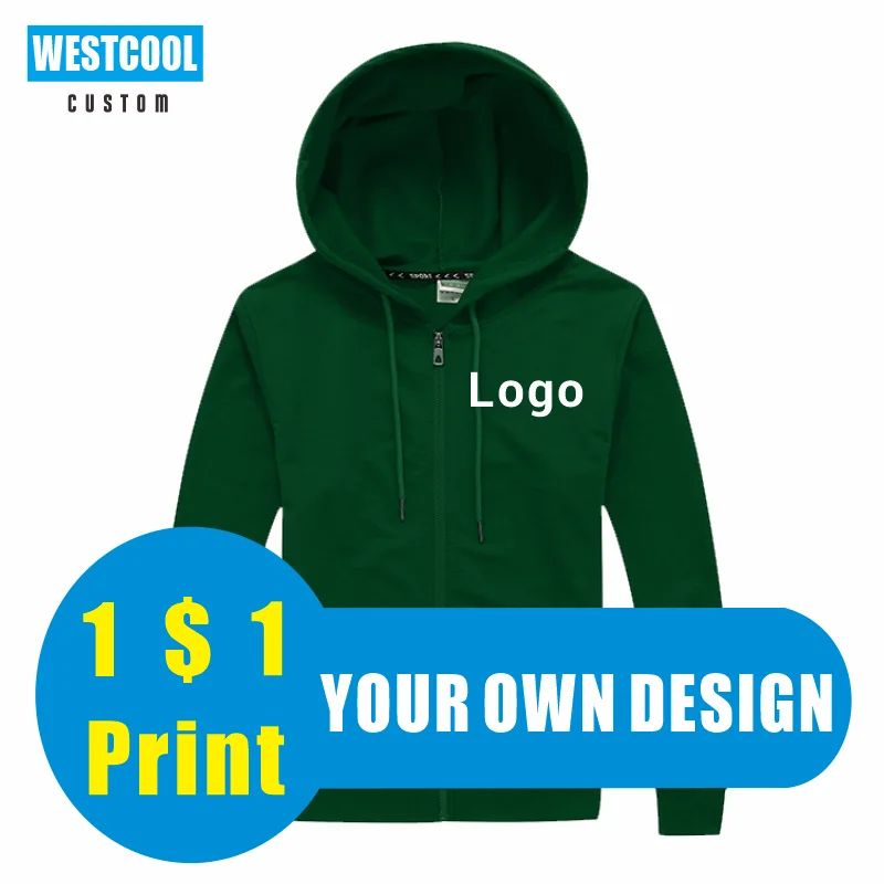 11 Colors Thin Hoodie Custom Logo Embroidery Hoody Personalized Brand Text Photo Cheap Zipper Hoodie WESTCOOL