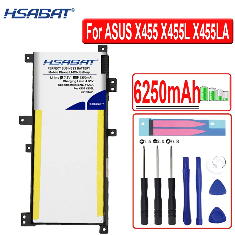 

Аккумулятор HSABAT 6250 мАч C21N1401 для ASUS X455 X455L X455LA A455L A455LD A455LN F455L X454W X455LD X455DG X455LF X455LF X455LJ
