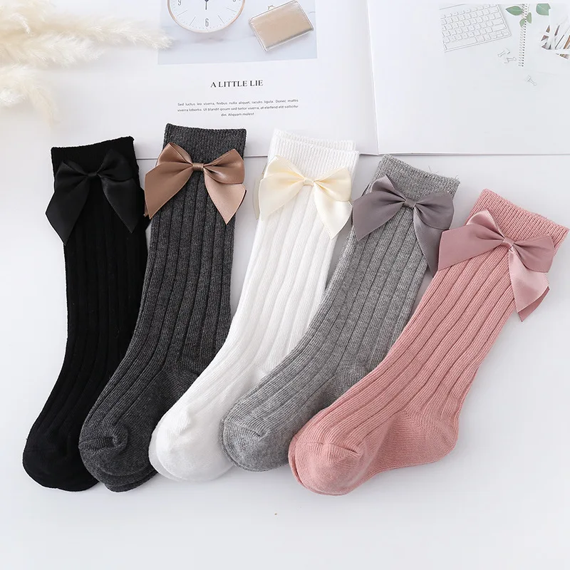 

Baby Infant Boys Girls Socks Newborn Toddler Knee High Socks Tights Leg Warmer Bow Knot Solid Cotton Stretch Cute Lovely 0-3Y