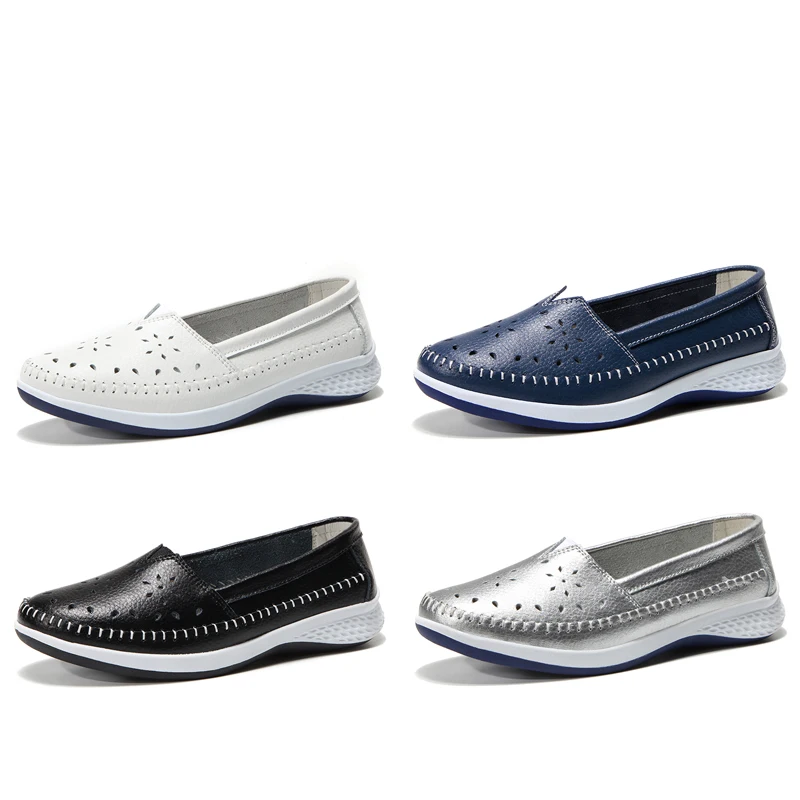 Туфли Ngouxm женские ручной работы кожаные лоферы без застежки плоская подошва