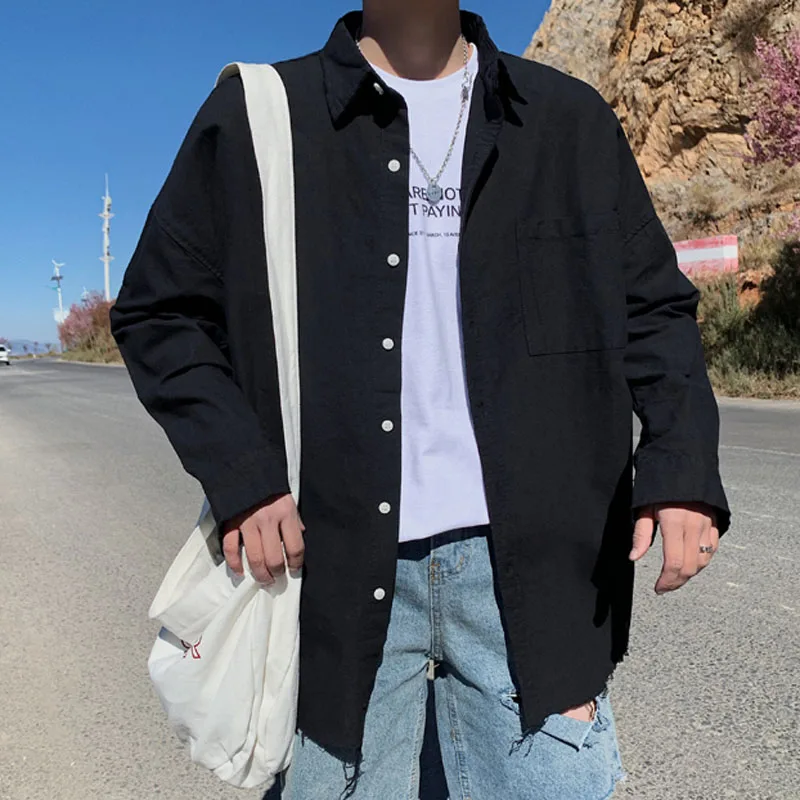 Oversized большие мужские рубашки в клетку осень 2019 назад вышивка буквы длинный рукав