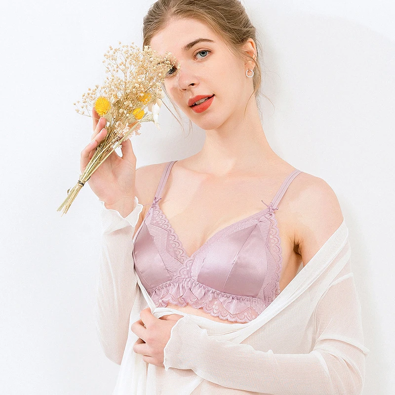 Бюстгальтер женский Шелковый тонкий с треугольными чашками | Женская одежда