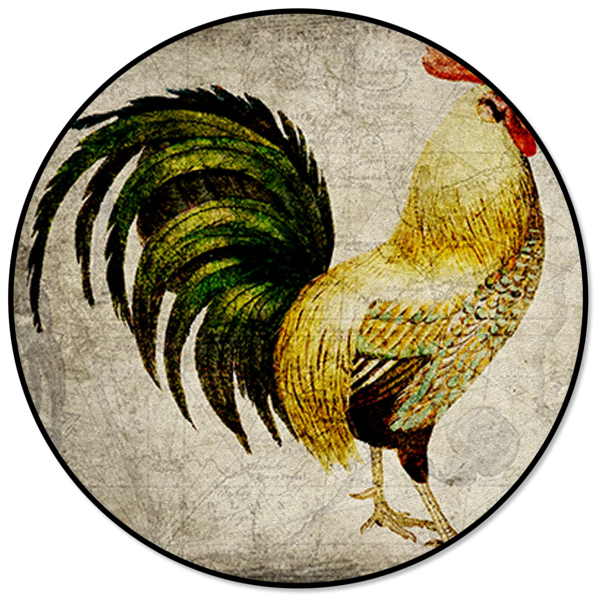 

Креативные коврики для детской комнаты, круглый ковер в стиле ретро с узором петуха, ковры для дома, гостиной, спальни